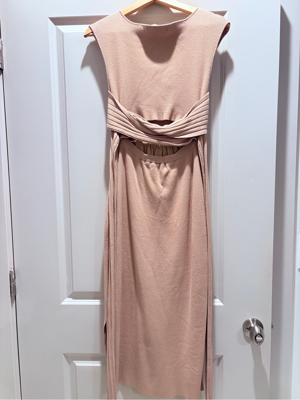 Japanese Brand Elegant Mauve Wrap-Detail Midi Dress - Picture 4 of 4